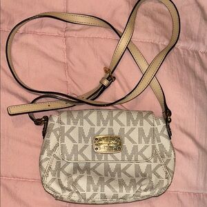 Michael Kors Cream Crossbody Bag with Signature Monogram